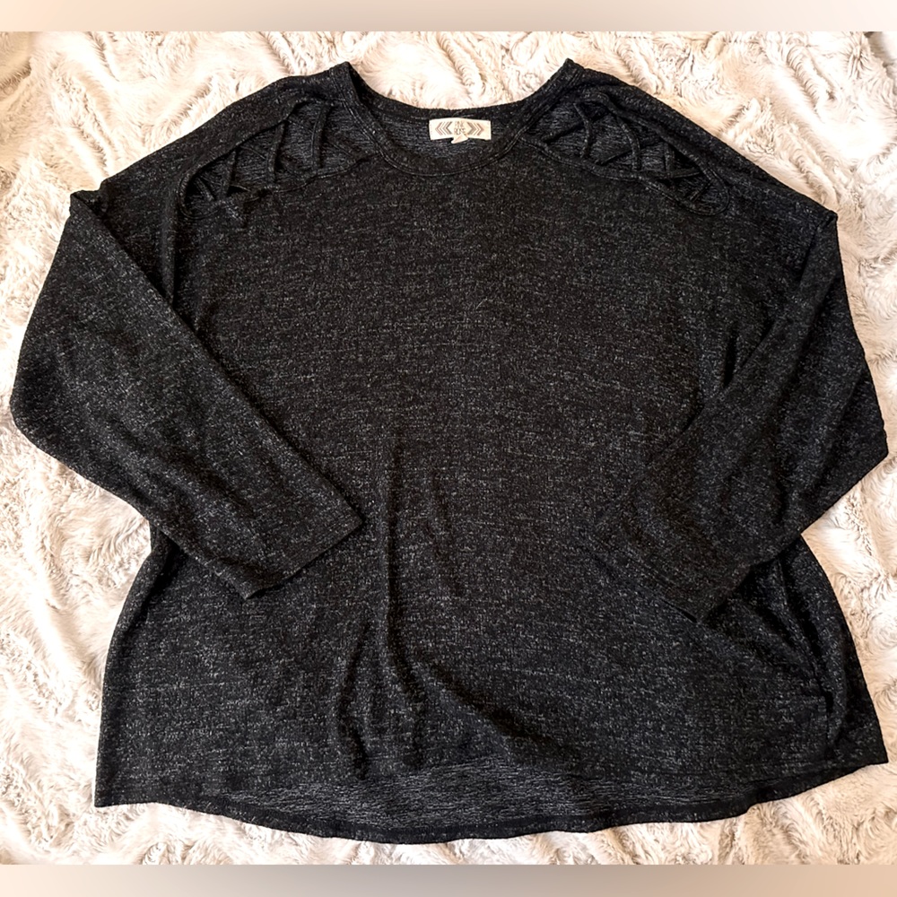 Pink Rose 1X Charcoal Heather Sweater